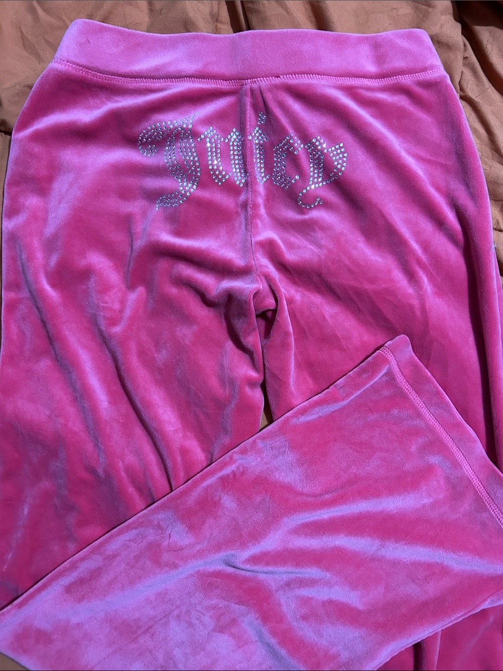 Juicy Couture Pink Velour Rhinestone Logo Pants